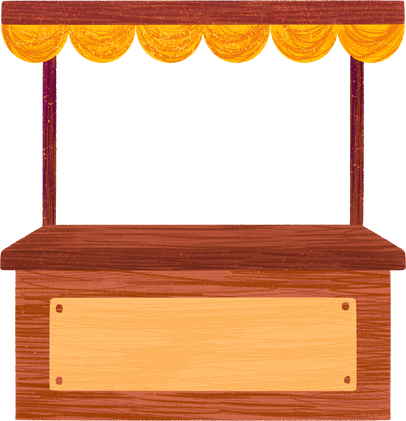 Hand Drawn Textured Stall with Sign